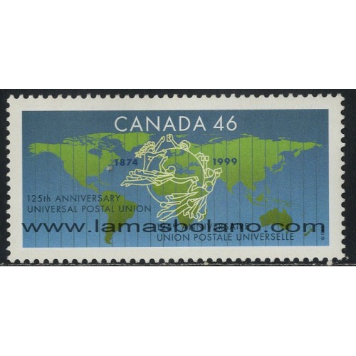 SELLOS DE CANADA 1999 - UPU - 125 ANIVERSARIO DE LA UNION POSTAL UNIVERSAL - 1 VALOR - CORREO