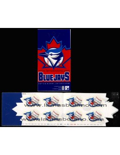 SELLOS DE CANADA 2001 - 25 TEMPORADA DEL CLUB DE BEISBOL LOS BLUE JAYS - CARNET 8 VALORES SIN DENTAR AUTOADHESIVO - CORREO 