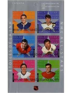 SELLOS DE CANADA 2003 - ESTRELLAS LIGA NACIONAL HOCKEY - CARNET 6 VALORES SIN DENTAR AUTOADHESIVOS - CORREO