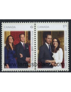 SELLOS DE CANADA 2011 - BODA REAL DEL PRINCIPE WILLIAM DE GALES Y CATHERINE MIDDLETON - 2 VALORES - CORREO