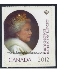 SELLOS DE CANADA 2012 - 60 ANIVERSARIO DEL REINADO DE ELIZABETH II DE INGLATERRA - 1 VALOR AUTOADHESIVO - CORREO