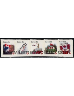 SELLOS DE CANADA 2012 - BANDERA CANADIENSE - 5 VALORES AUTOADHESIVOS - CORREO