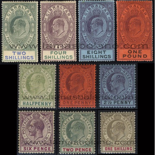 SELLOS DE GIBRALTAR 1903 - EDUARDO VII - 10 VALORES - CORREO