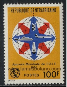 SELLOS DE CENTROAFRICANA 1974 - DIA MUNDIAL DE LAS TELECOMUNICACIONES - 1 VALOR - CORREO