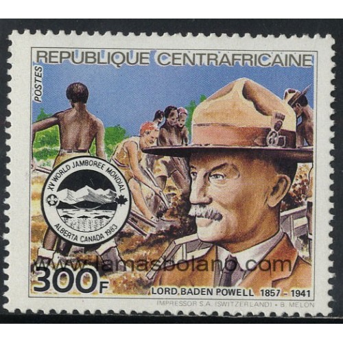 SELLOS DE CENTROAFRICANA 1984 - LORD BADEN POWELL - 1 VALOR - CORREO