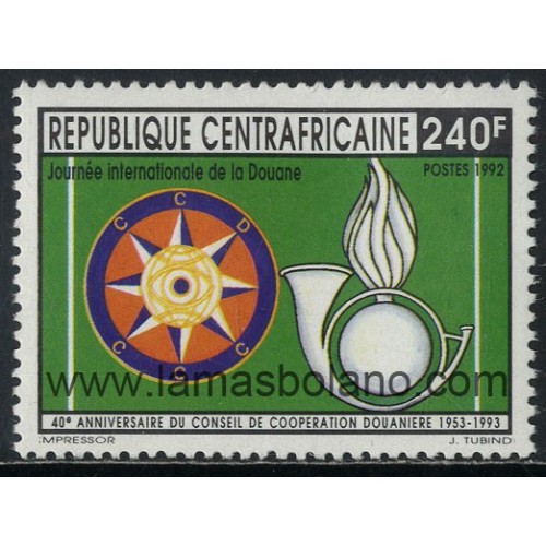 SELLOS DE CENTROAFRICANA 1993 - DIA INTERNACIONAL DE LA ADUANA - CONSEJO COOPERACION ADUANERA - 1 VALOR - CORREO