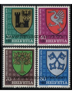 SELLOS DE SUIZA 1978 - POR LA JUVENTUD - 4 VALORES CORREO 