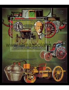 SELLOS DE CENTROAFRICANA 1983 - KARL BENZ - GRANDES CONSTRUCTORES DE AUTOMOVILES - HOJITA BLOQUE