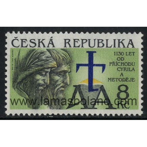 SELLOS DE REPUBLICA CHECA 1993 - 1130 ANIVERSARIO DE LA LLEGADA DE CIRILO Y METODIO - 1 VALOR - CORREO