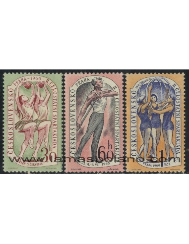SELLOS DE CHECOESLOVAQUIA 1960 - II SPARTAKIADAS NACIONALES - 3 VALORES - CORREO