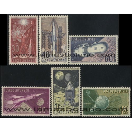 SELLOS DE CHECOESLOVAQUIA 1962 - EXPLORACION DEL UNIVERSO - 6 VALORES - CORREO