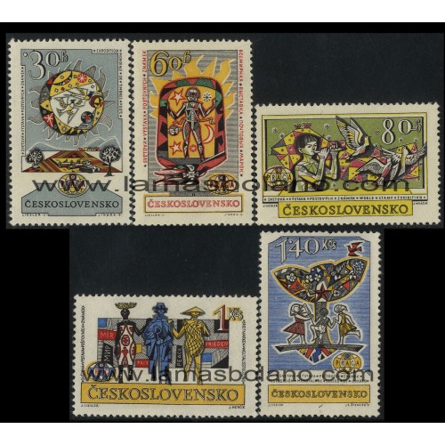 SELLOS DE CHECOESLOVAQUIA 1962 - PRAGA 1962 EXPOSICION FILATELICA INTERNACIONAL - 5 VALORES - CORREO