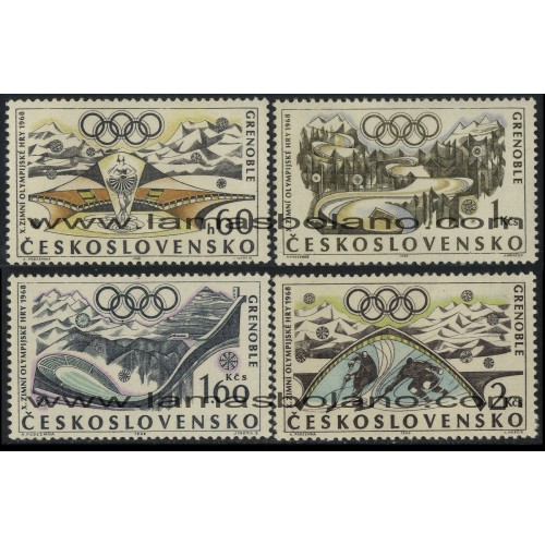 SELLOS DE CHECOESLOVAQUIA 1968 - OLIMPIADA DE INVIERNO DE GRENOBLE - 4 VALORES - CORREO