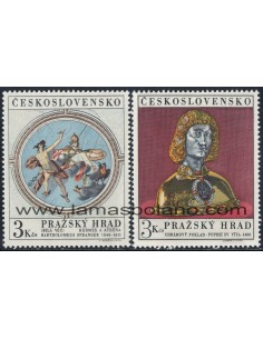 SELLOS DE CHECOESLOVAQUIA 1970 - TESOROS DEL CASTILLO DE PRAGA - 2 VALORES - CORREO