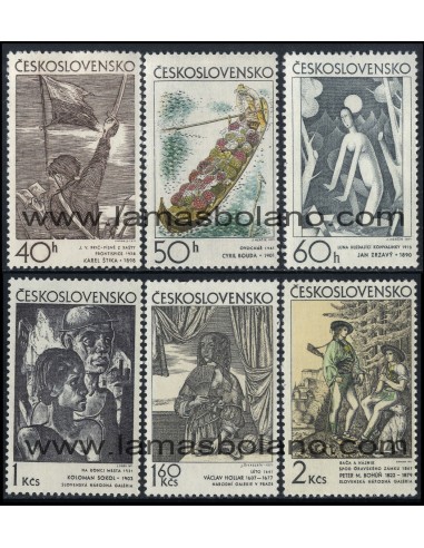 SELLOS DE CHECOESLOVAQUIA 1971 - PINTURAS - 6 VALORES - CORREO
