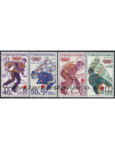 SELLOS DE CHECOESLOVAQUIA 1972 - OLIMPIADA DE INVIERNO DE SAPPORO - 4 VALORES - CORREO