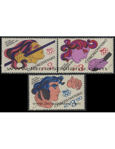 SELLOS DE CHECOESLOVAQUIA 1976 - OLIMPIADA DE MONTREAL - 3 VALORES - CORREO