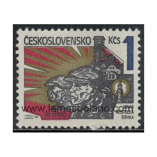 SELLOS DE CHECOESLOVAQUIA 1982 - GRAN HUELGA DE MOST 50 ANIVERSARIO - 1 VALOR - CORREO