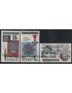 SELLOS DE CHECOESLOVAQUIA 1985 - EXPOSICION EN EL MUSEO DE LA ARMADA - 3 VALORES - CORREO