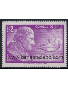 SELLOS DE CHILE 1968 - JUAN I. MOLINA BENEFACTOR DE EDUCACION NACIONAL - 1 VALOR - CORREO