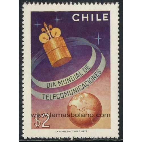 SELLOS DE CHILE 1977 - 9 JORNADA MUNDIAL DE LAS TELECOMUNICACIONES - 1 VALOR - CORREO
