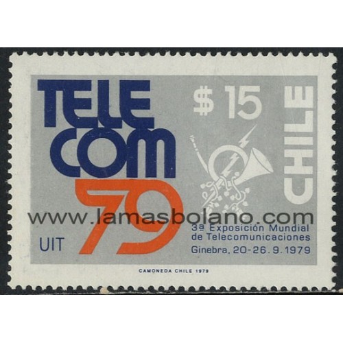 SELLOS DE CHILE 1979 - TELECOM 79 EXPOSICION  MUNDIAL DE TELECOMUNICACIONES EN GINEBRA - 1 VALOR - CORREO