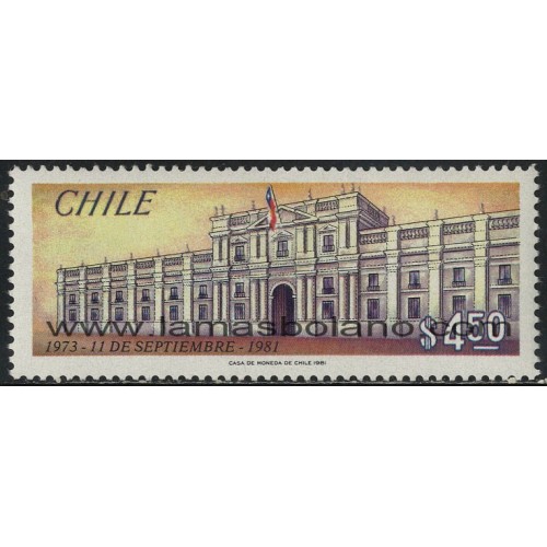SELLOS DE CHILE 1981 - 8 ANIVERSARIO DE LA LIBERACION NACIONAL CHILENA - 1 VALOR - CORREO