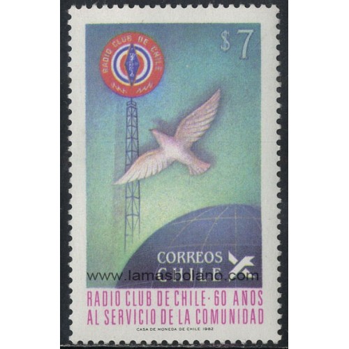 SELLOS DE CHILE 1982 - RADIO CLUB DE CHILE 60 ANIVERSARIO DE LA FUNDACION - 1 VALOR - CORREO