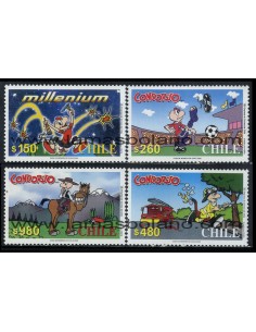 SELLOS DE CHILE 2000 - CONDORITO PERSONAJE DE DIBUJOS ANIMADOS DE PEPO - RENE RIOS BOETTIGER - 4 VALORES - CORREO