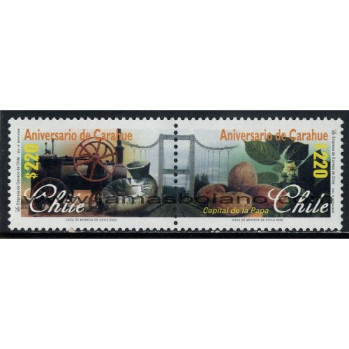 SELLOS DE CHILE 2000 - ANIVERSARIO DE CARAHUE - 2 VALORES - CORREO