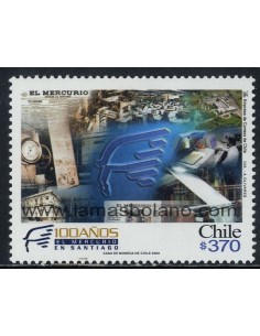 SELLOS DE CHILE 2000 - CENTENARIO DEL PERIODICO EL MERCURIO DE SANTIAGO - 1 VALOR - CORREO