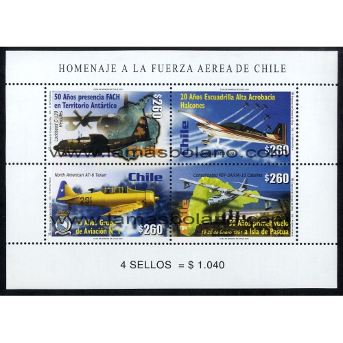 SELLOS DE CHILE 2001 - AVIONES - FUERZAS AEREAS CHILENAS - HOJITA BLOQUE