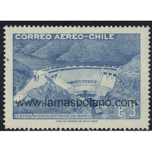SELLOS DE CHILE 1969 - CENTRAL HIDROELECTRICA DE RAPEL - 1 VALOR - AEREO