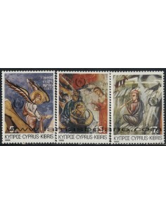 SELLOS DE CHIPRE 1986 - NAVIDAD - AÑO INTERNACIONAL DE LA PAZ - 3 VALORES - CORREO