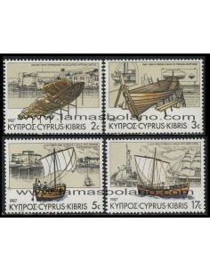 SELLOS DE CHIPRE 1987 - ANIVERSARIO DE LA LLEGADA DE KYRENIA II A CHIPRE - 4 VALORES - CORREO