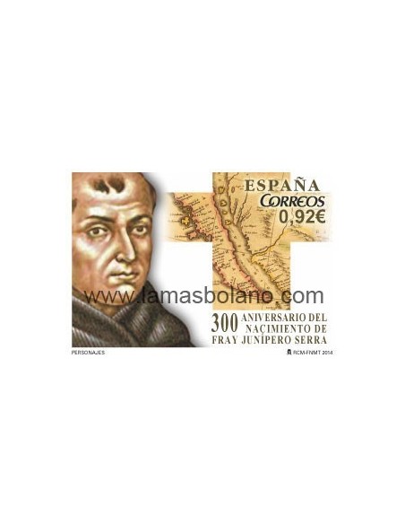 SELLOS ESPAÑA 2014 - PERSONAJES: FRAY JUNÍPERO, PEDRO DE CIEZA - 2 VALORES - CORREO