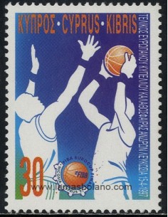 SELLOS DE CHIPRE 1997 - FINAL DE LA COPA DE EUROPA DE BALONCESTO MASCULINO - 1 VALOR - CORREO
