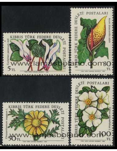 SELLOS DE CHIPRE TURCO 1982 - FLORES DEL CAMPO - 4 VALORES - CORREO