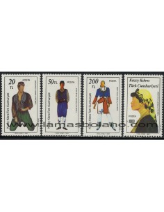 SELLOS DE CHIPRE TURCO 1987 - FOLKLORE - GRUPO NACIONAL DE DANZ EN TRAJE TIPICO - 4 VALORES - CORREO