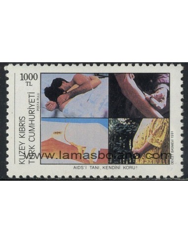 SELLOS DE CHIPRE TURCO 1991 - DIA INTERNACIONAL DE LA LUCHA CONTRA EL SIDA - 1 VALOR - CORREO