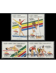 SELLOS DE CHIPRE TURCO 1992 - OLIMPIADA DE BARCELONA 92 - 4 VALORES - CORREO