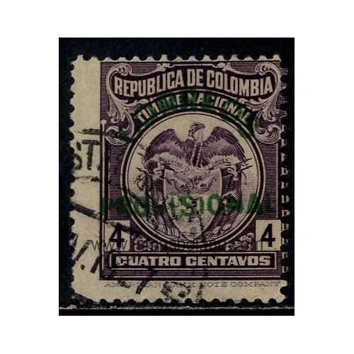 SELLOS DE COLOMBIA 1925 - SELLOS FISCALES POSTALES DE 1917 SOBRECARGADOS - 1 VALOR MATASELLADO - CORREO