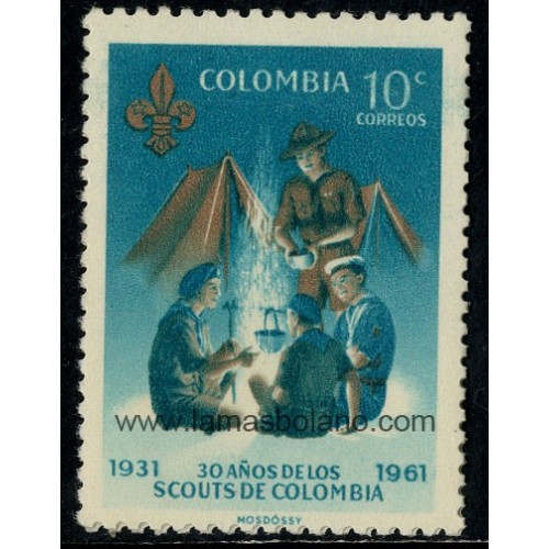 SELLOS DE COLOMBIA 1962 - BOY SCOUTS Y GUIAS COLOMBIANOS - 1 VALOR - CORREO
