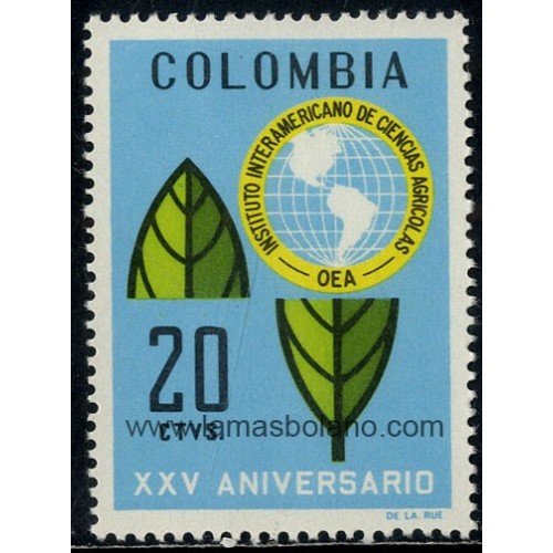 SELLOS DE COLOMBIA 1969 - INSTITUTO INTERAMERICANO DE CIENCIAS AGRICOLAS 25 ANIVERSARIO - 1 VALOR - CORREO