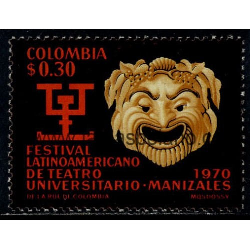SELLOS DE COLOMBIA 1970 - FESTIVAL DEL TEATRO UNIVERSITARIO DE AMERICA LATINA EN  MANIZALES - 1 VALOR - CORREO