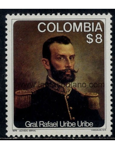 SELLOS DE COLOMBIA 1979 - RAFAEL URIBE URIBE 65 ANIVERSARIO FALLECIMIENTO - PINTURA DE ACEVEDO BERNAL - 1 VALOR - CORREO