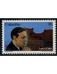 SELLOS DE COLOMBIA 1984 - LUIS A. CALVO CENTENARIO DEL NACIMIENTO DEL COMPOSITOR - 1 VALOR - CORREO