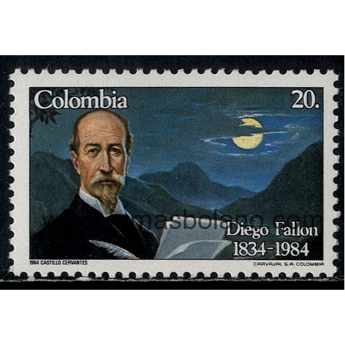 SELLOS DE COLOMBIA 1984 - DIEGO FALLON 150 ANIVERSARIO DEL NACIMIENTO DEL POETA - 1 VALOR - CORREO