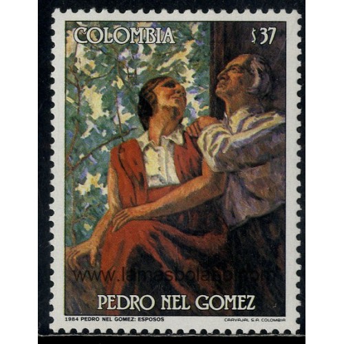 SELLOS DE COLOMBIA 1985 - HOMENAJE AL PINTOR PEDRO NEL GOMEZ - 1 VALOR - CORREO