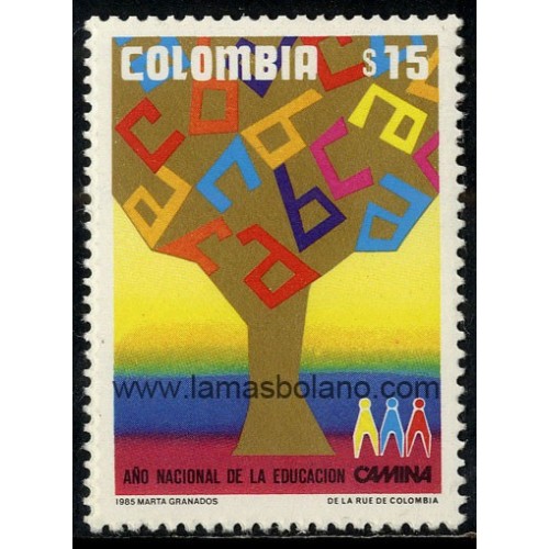SELLOS DE COLOMBIA 1985 - AÑO NACIONAL DE LA EDUCACION - 1 VALOR - CORREO